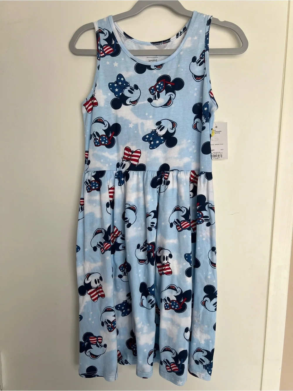 Disney-Patriotic Print-Minnie and Mickey Light Blue Dress
